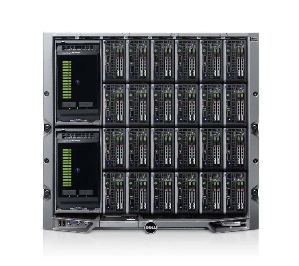 Dell EqualLogic PS-M4110 und PowerEdge M420 in PowerEdge-M1000e-Blade-Gehäuse (Quelle: Dell)