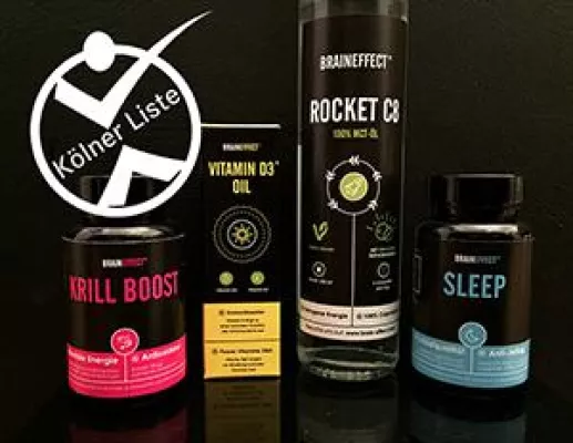Bild: 4 Produkte des Startups BRAINEFFECT auf Kölner Liste