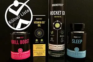 Bild: 4 Produkte des Startups BRAINEFFECT auf Kölner Liste