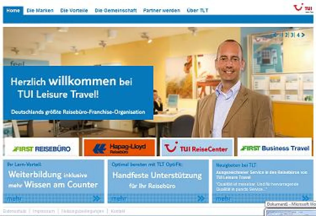TUI Leisure Travel im Internet unter http://www.tui-franchise.de