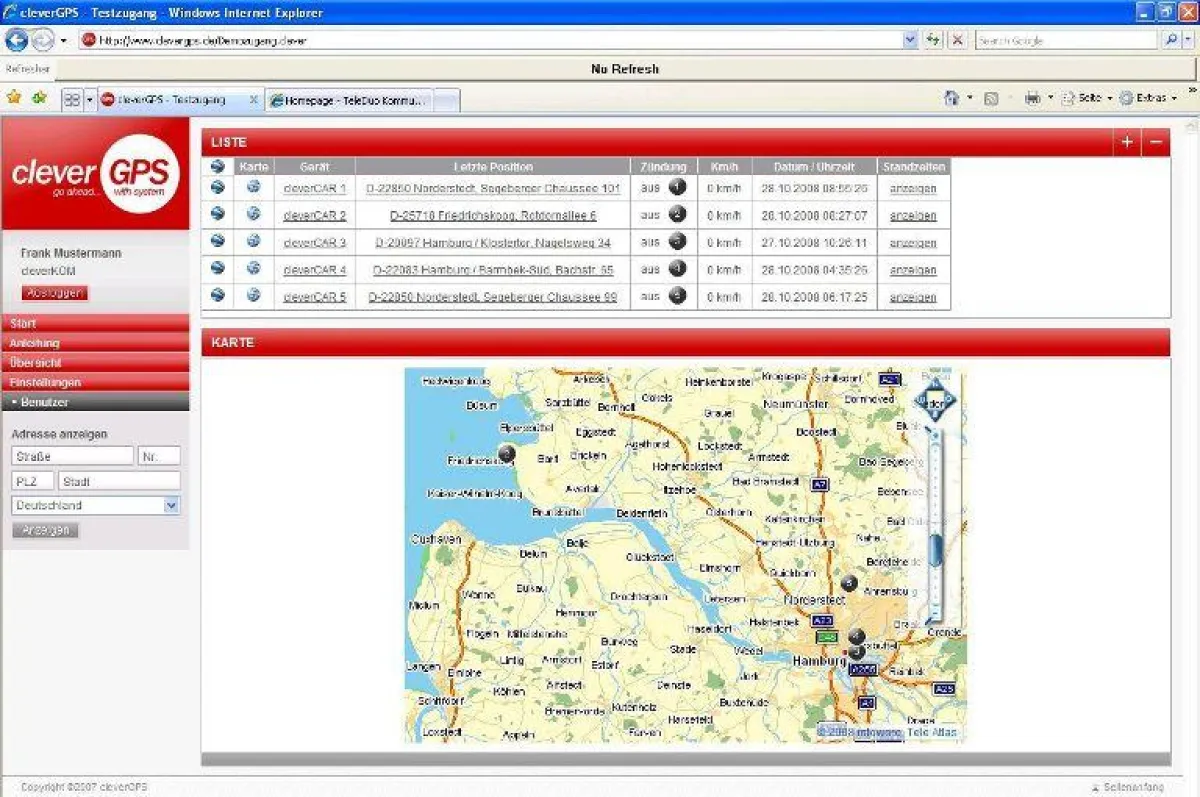 cleverGPS Fahrzeugortung im Internet