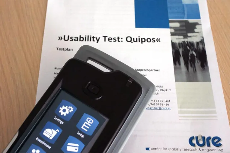 Bild: Quipos One im Usability-Test: Quipos Handheld überzeugt Anwender und Tester.