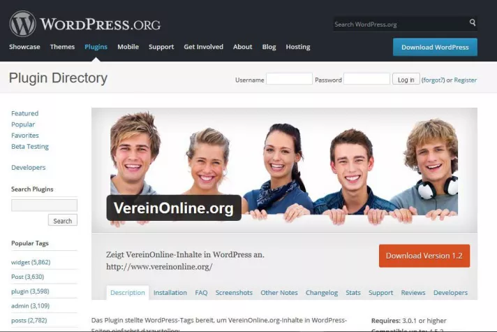 Bild: Verein-Online jetzt auch in Kombination mit Wordpress einsetzbar