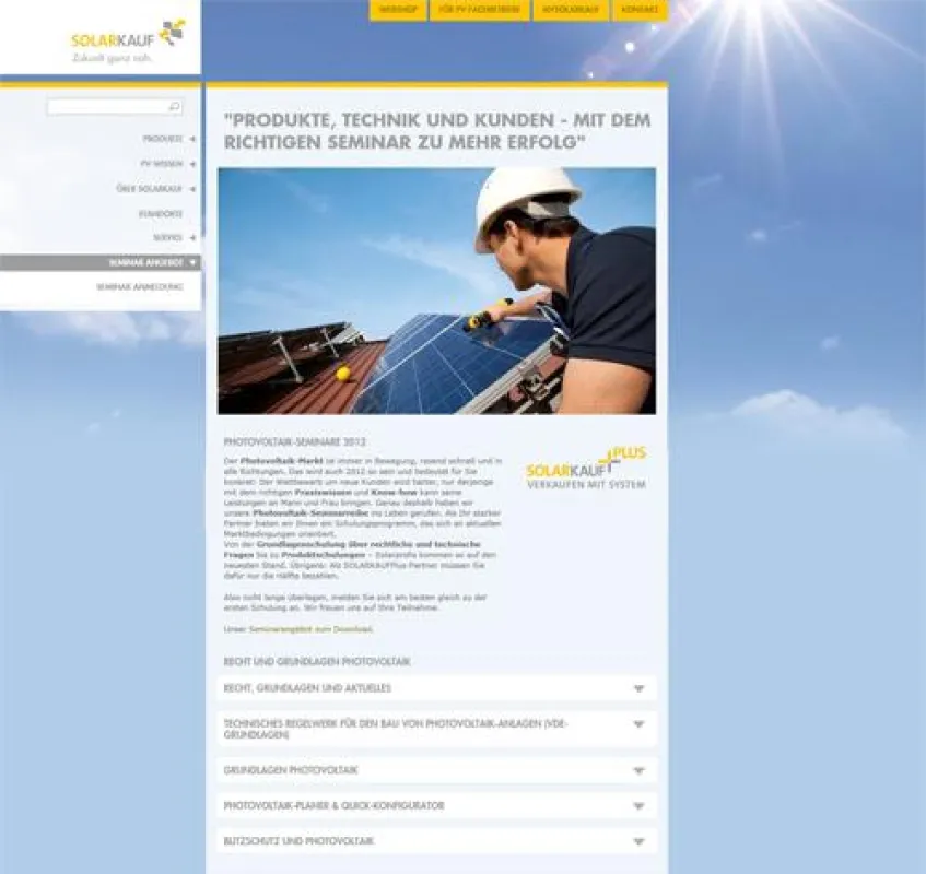 Solarkauf bietet 2012 mehr als 50 Schulungen für Solarteure und PV-Fachbetriebe an.