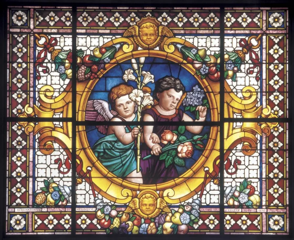 Bleiglasfenster aus dem Glasmalereimuseum, Studio Moretti Caselli in Perugia, Foto: studiomoretticas