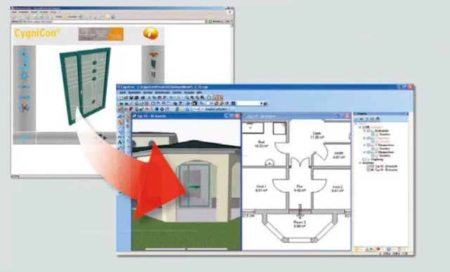 Bild: CygniCon® - Viewer - Direkte Übertragung des 3D-Objekt von der Internetseite an den CygniCon® Gebäudeplaner