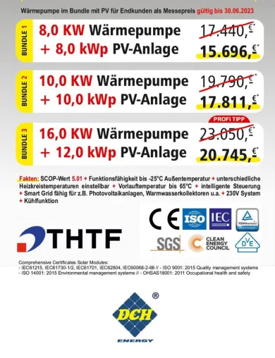 Bild: DCH Energy - Wärmepumpe und passende Photovoltaik im Paket zu bisher unerreichtem Preis-Leistungs-Verhältnis