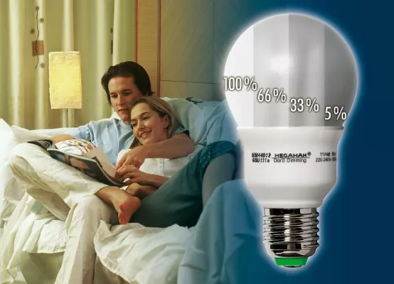 Neue dimmbare Energiesparlampe wird per Lichtschalter gesteuert Bild: Neue dimmbare Energiesparlampe wird per Lichtschalter gesteuert