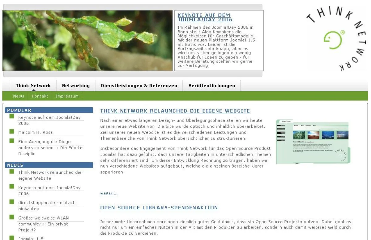 WebSite der Think Network GmbH