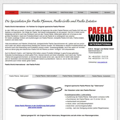 Bild: Neue Paella Pfannen Special Interest Webseite online