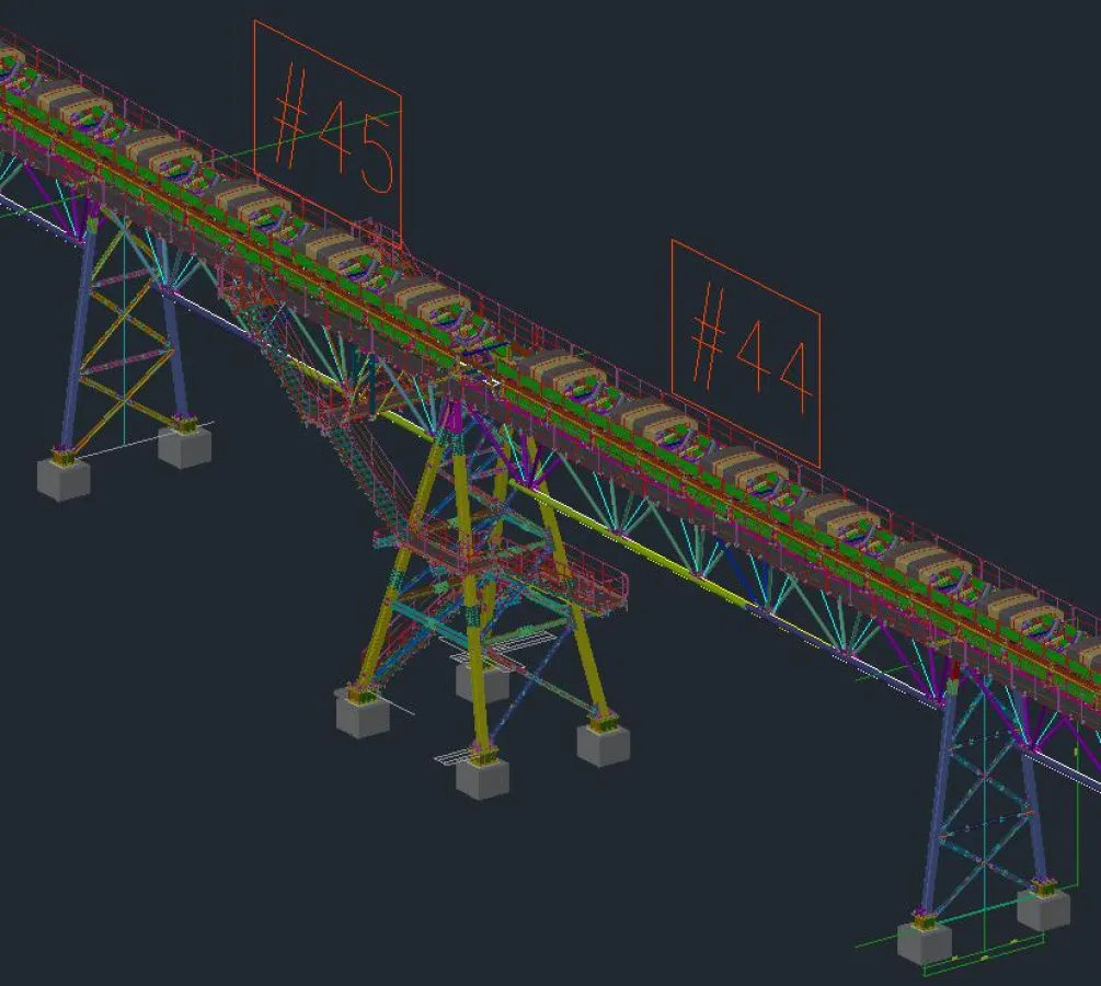 Detail mit komplettem Zustieg zur Brücke