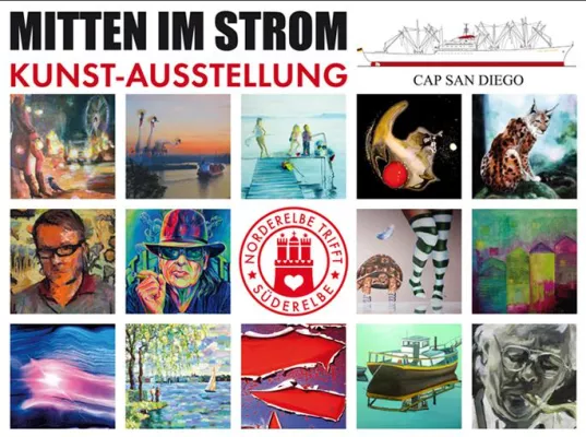 Bild: Kunstausstellung MITTEN IM STROM - Hamburger Künstlergruppe NORDERELBE TRIFFT SÜDERELBE auf der Cap San Diego