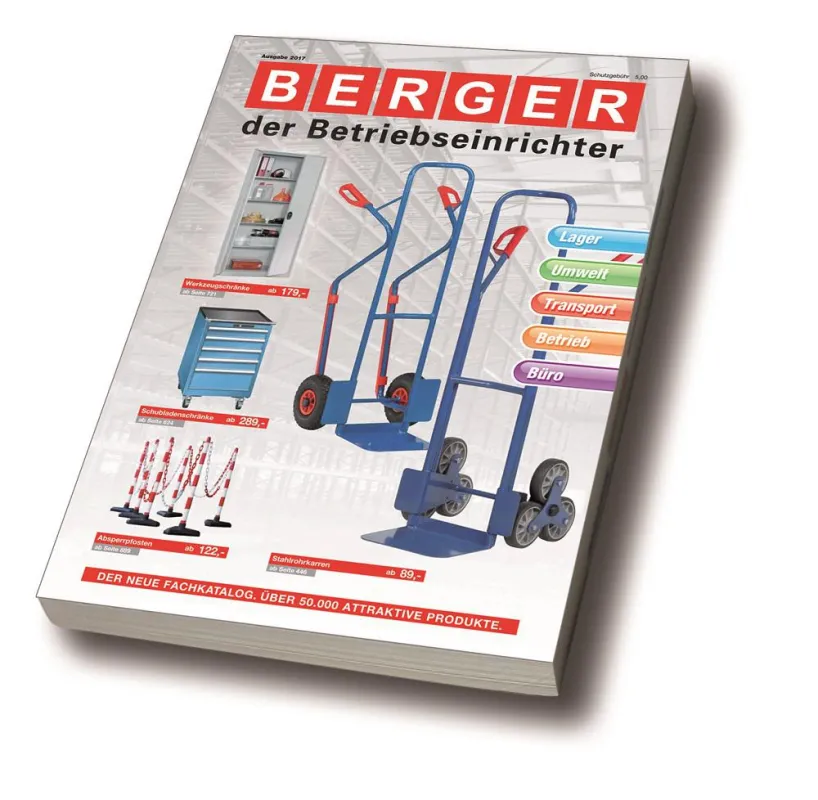 Das umfangreiche Produktangebot von BERGER der Betriebseinrichter im neuen Fachkatalog.