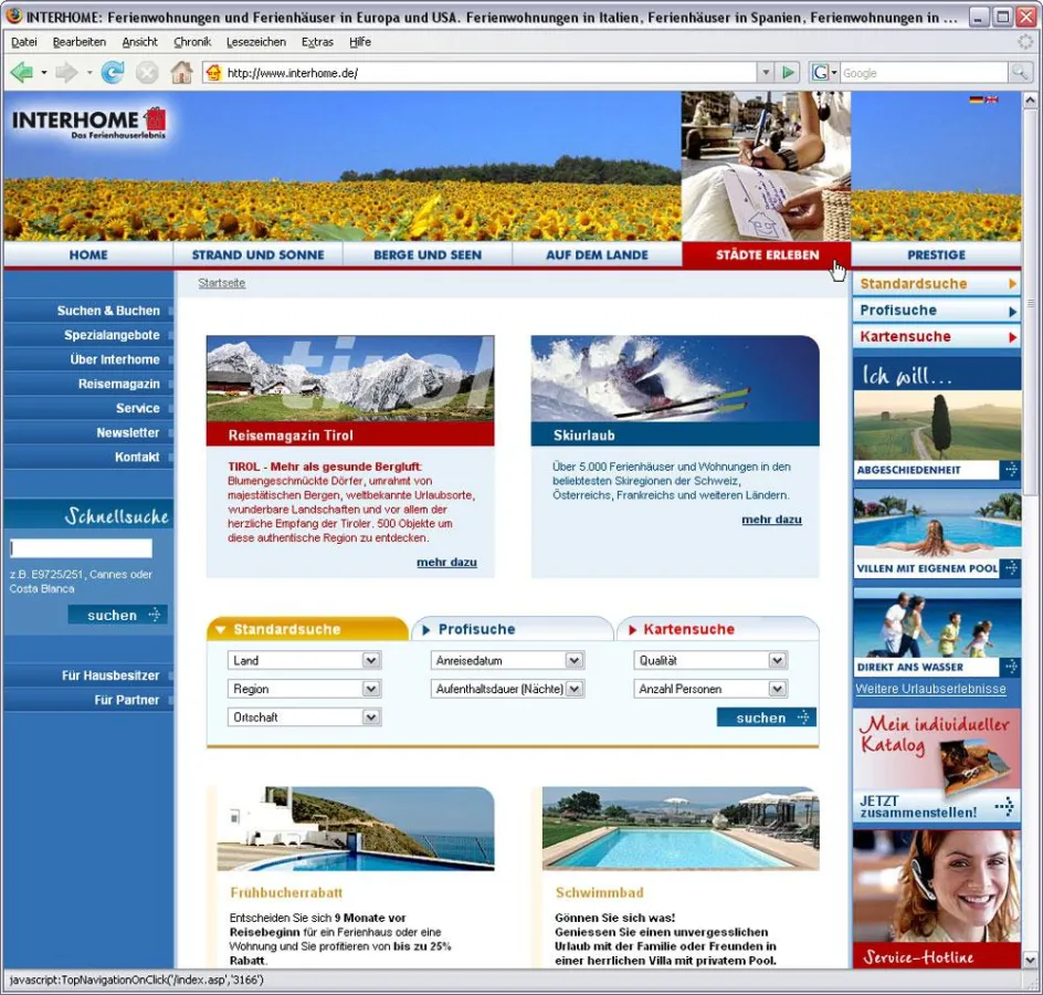 Screenshot interhome.de