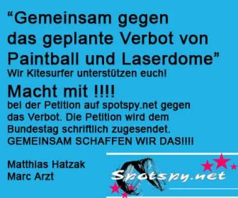Bild: Petition"Gemeinsam gegen das geplante Verbot von Paintball und Laserdome"