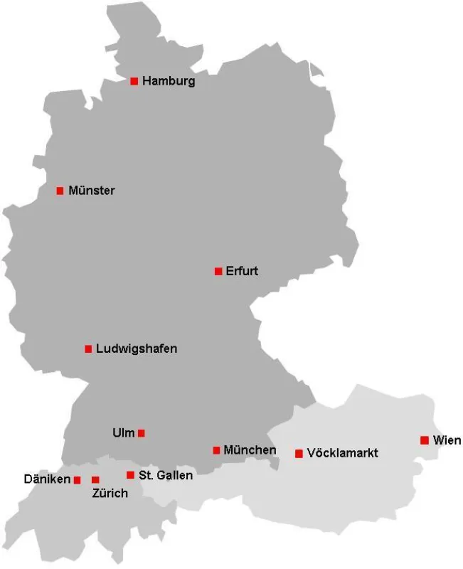 KCS.net-Standorte in D-A-CH