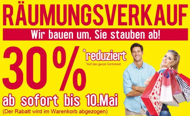 Bild: Räumungsverkauf / Sale bei Mode Schödlbauer – 30 % Gutschein im neuen Online-Shop