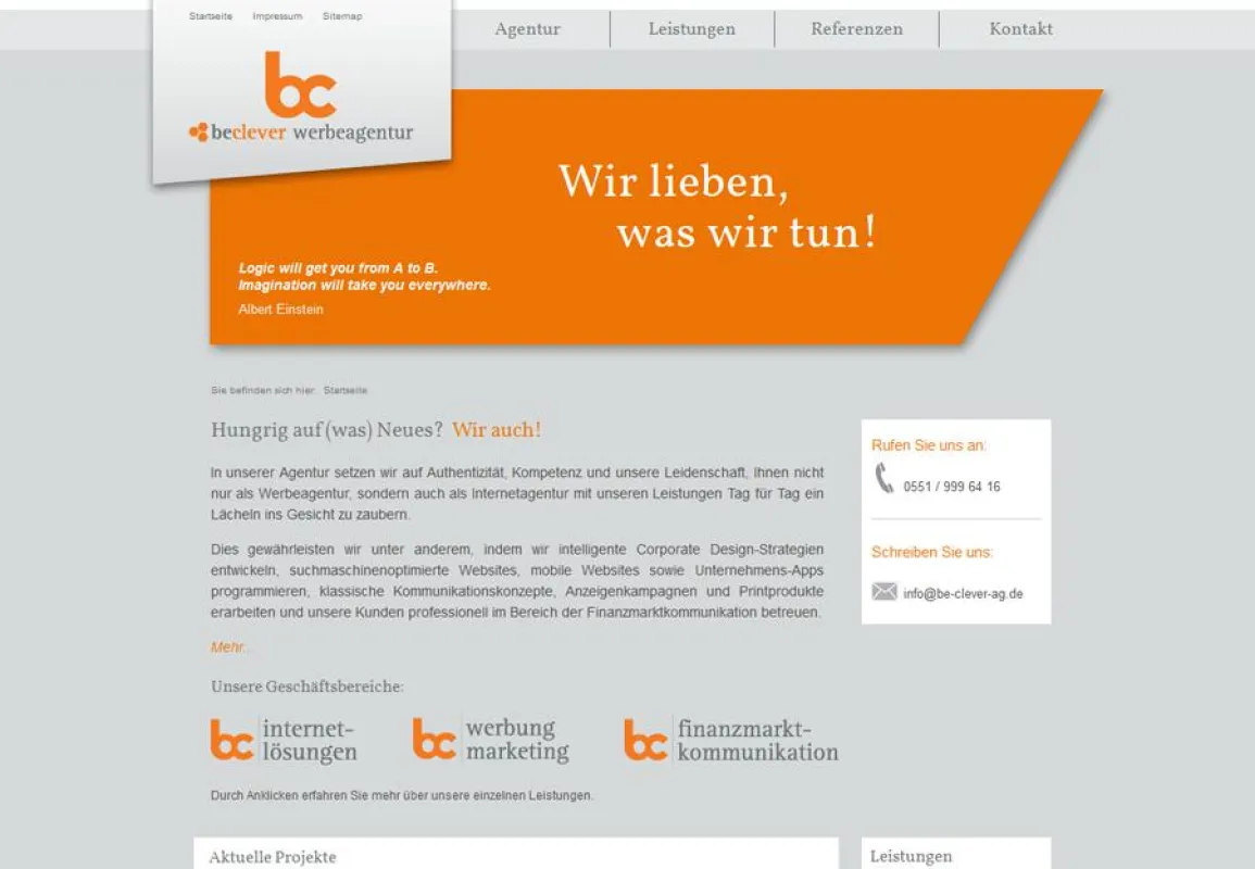 Die neue Website der beclever werbeagentur AG aus Göttingen.