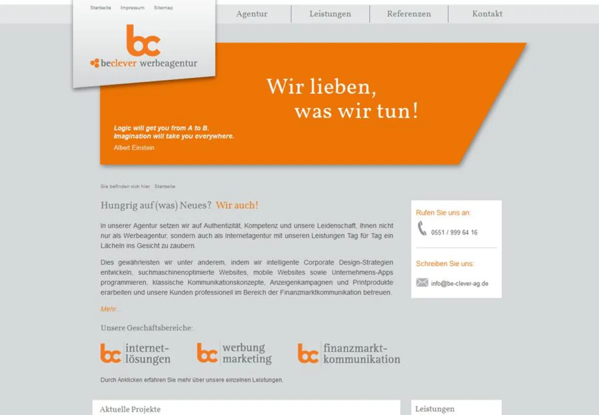 Die neue Website der beclever werbeagentur AG aus Göttingen.