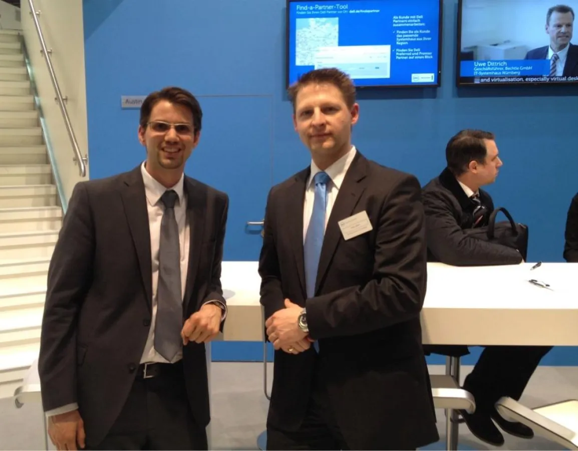 Datica-Geschäftsführer Axel Denk (links) mit Dell-Channel-Development-Manager Felix Stern.