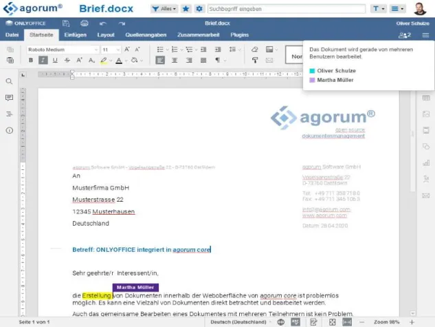 Bild: New Work im Blick: agorum integriert ONLYOFFICE in webbasierte Digitalisierungsplattform