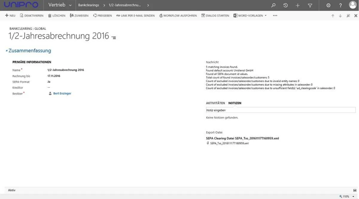 Bankenclearing mit der SEPA-Schnittstelle für Dynamics 365