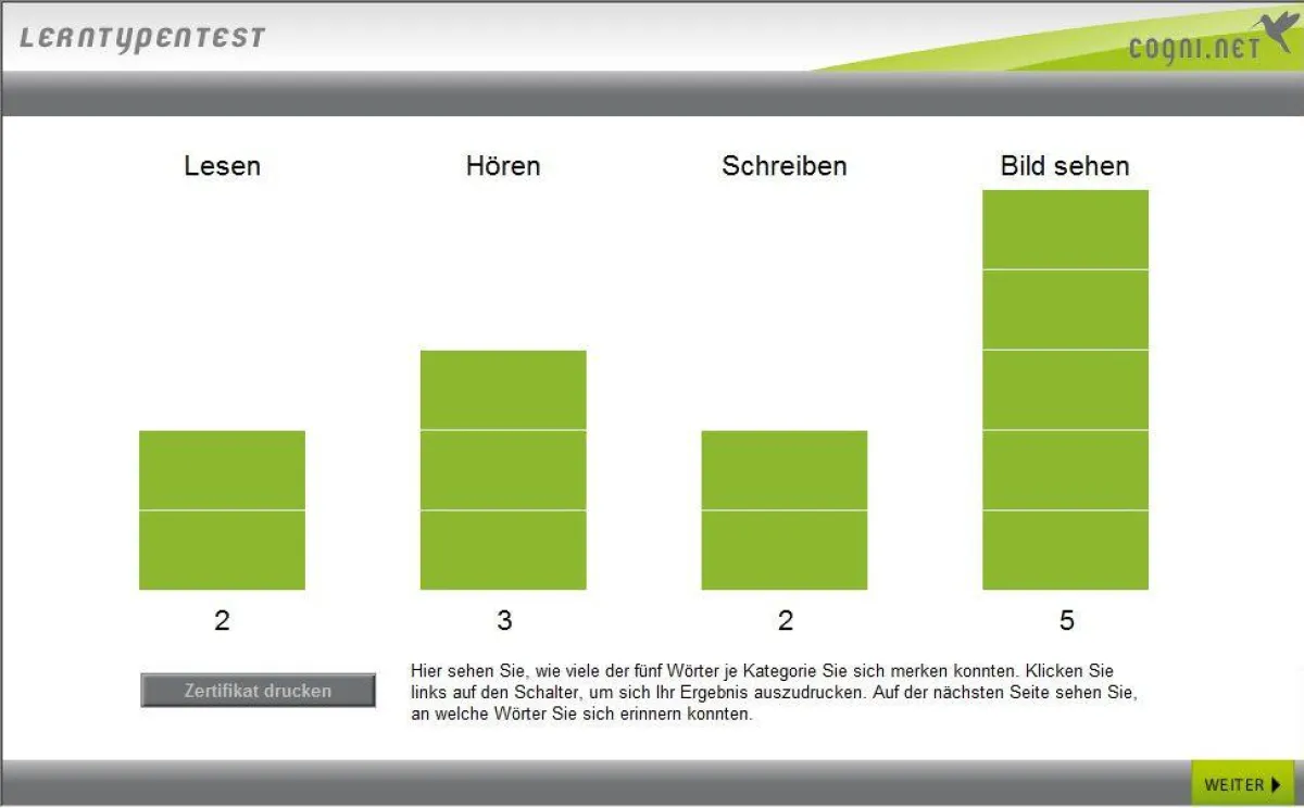 Bildschirm Lerntypentest