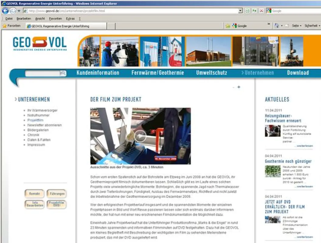 Mehr Service, erweitertes Informationsangebot, neue Optik: Die neue Homepage der GEOVOL Unterföhring GmbH