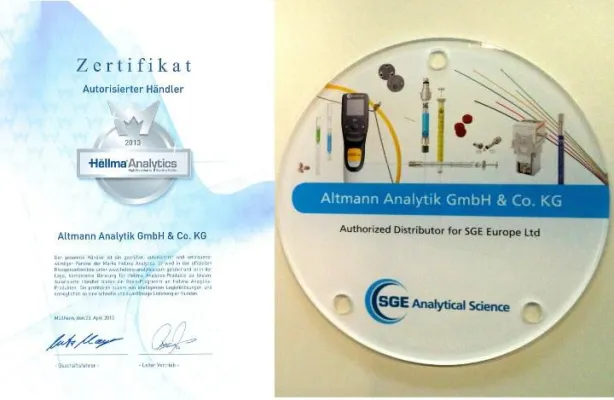 Bild: Altmann Analytik jetzt offizieller Händler von Hellma®- und SGE-Produkten