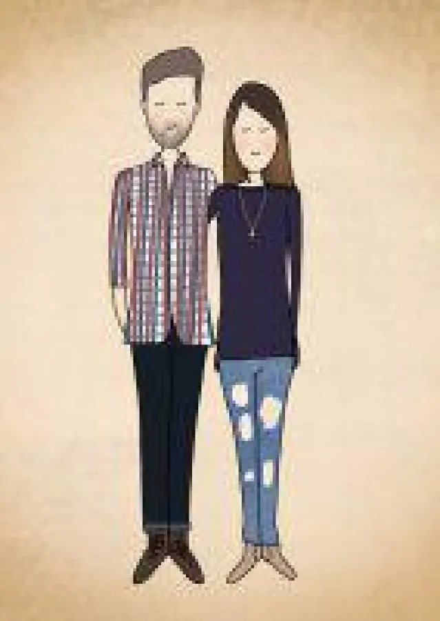 Dei Illustraten gestalten individuelle, romantische Portraits, als Wandbild oder für die Hochzeitseinladung