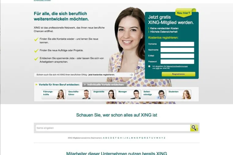 B&F Brüggemann & Freunde: Neue Registrierungsseite für XING entwickelt Bild: B&F Brüggemann & Freunde: Neue Registrierungsseite für XING entwickelt