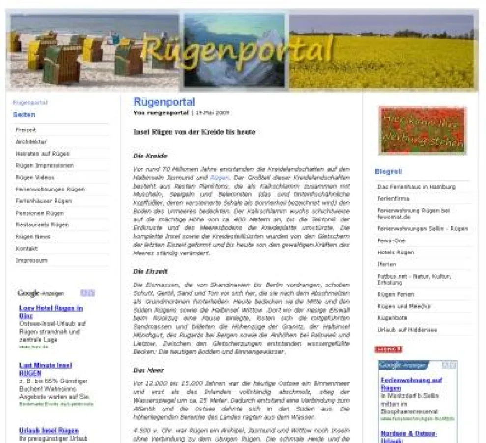 Neues Design der Seite Rügenportal.com