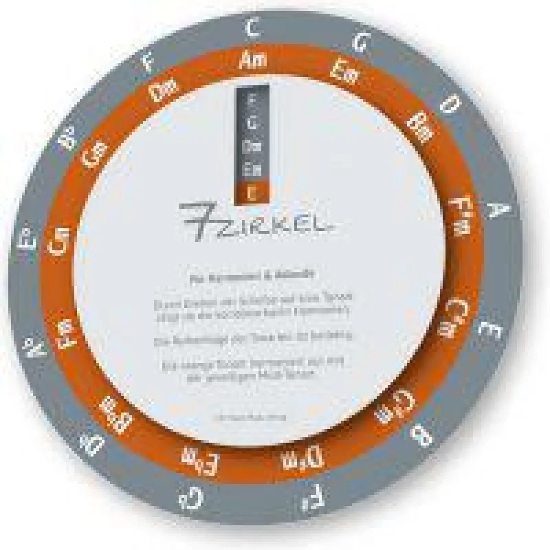 Auf der 7-Zirkel - Drehscheibe kann man die passenden Akkorde zum Grundton einfach ablesen.
