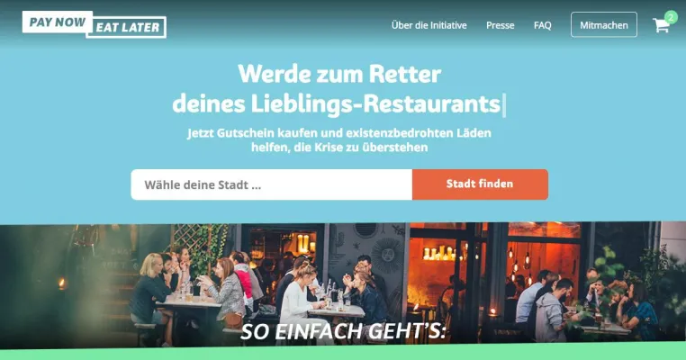 #PayNowEatLater | Initiative zur Rettung von Gastronomen spült 300.000€ in leere Restaurant-Kassen Bild: #PayNowEatLater | Initiative zur Rettung von Gastronomen spült 300.000€ in leere Restaurant-Kassen