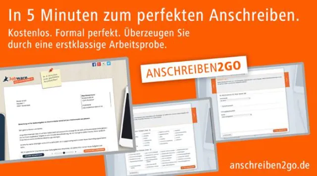 Bild: In fünf Minuten zum perfekten Anschreiben: Jobware startet kostenloses Bewerbungstool Anschreiben2Go