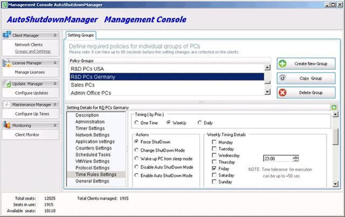 Zentrale PC Power Management Konsole