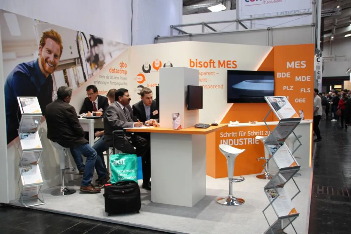 der Messestand von gbo datacomp auf der Hannover Messe im neuen Look