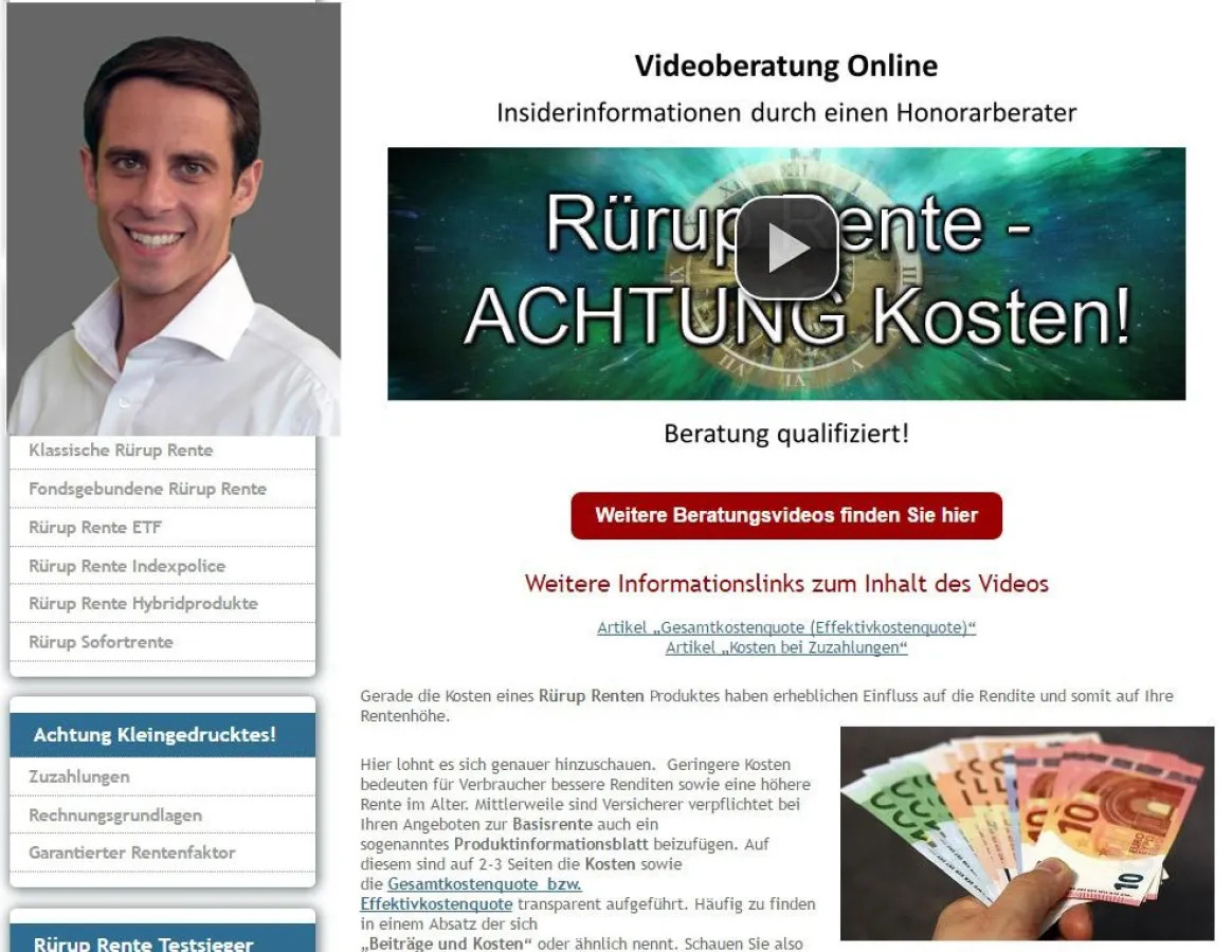 Innovative Beratungsvideos zur Rürup Rente jederzeit online anschauen.