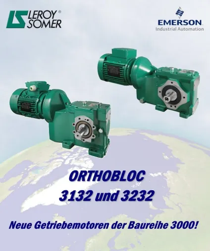 ORTHOBLOC 3132 und 3232 - Neue Getriebemotoren der Baureihe 3000 von LEROY SOMER Bild: ORTHOBLOC 3132 und 3232 - Neue Getriebemotoren der Baureihe 3000 von LEROY SOMER