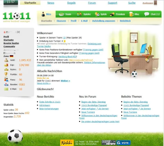 Bild: Fußball-Manager 11x11 erreicht während der Beta-Phase über 10.000 Spieler