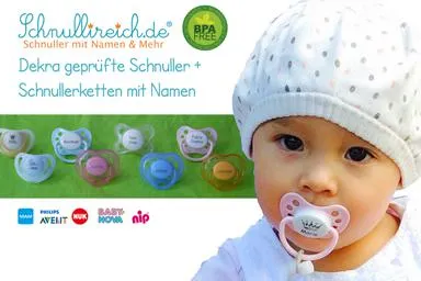 Bild: Schadstoffe in Babyartikeln? Schnullireich.de lässt Schnuller + Schnullerketten mit Namen von DEKRA prüfen