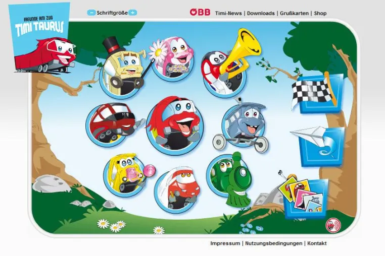 Bild: Kinderwebsite der ÖBB online - Realisierung von cyLEDGE Media