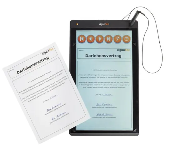Zugleich elektronisch und auf Papier unterschreiben mit neuem A4-Pad Alpha von signotec Bild: Zugleich elektronisch und auf Papier unterschreiben mit neuem A4-Pad Alpha von signotec