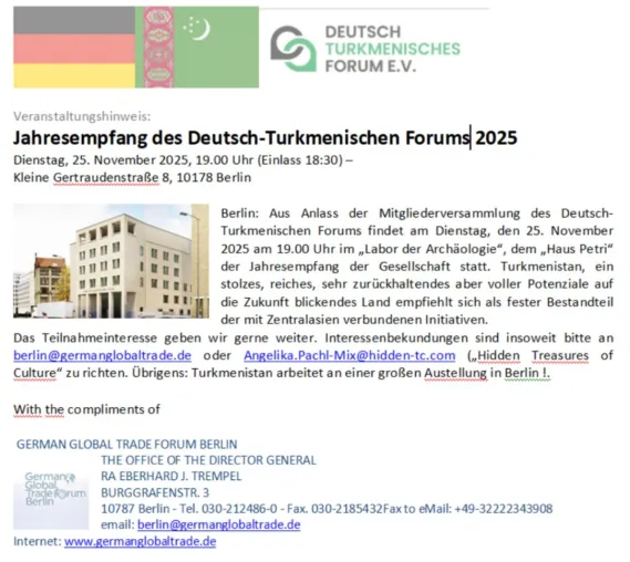 Bild: Zentralasieninitiative: Das Deutsch-Turkmenische Forum lädt in die Hauptstadt