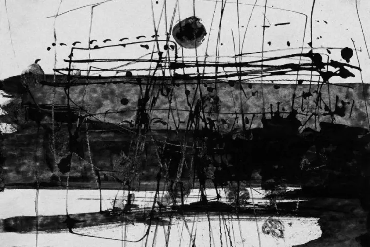 Bild: ARNOLD FIEDLER Schwarze Landschaft nach Sturm. Ausstellung zum 50. Jahrestag der Hamburger Sturmflut von 1962