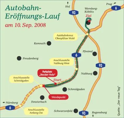 Bild: Laufen auf der Autobahn - Eröffnung des letzten Autobahnstücks der A6 und Via Carolina Laufevent am 10.09.2008