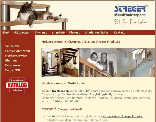 Bild: Holztreppen Hersteller STREGER Massivholztreppen GmbH mit neuer Internetseite
