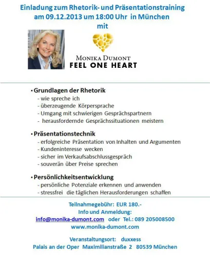 Rhetoriktraining mit Monika Dumont Bild: Rhetoriktraining mit Monika Dumont