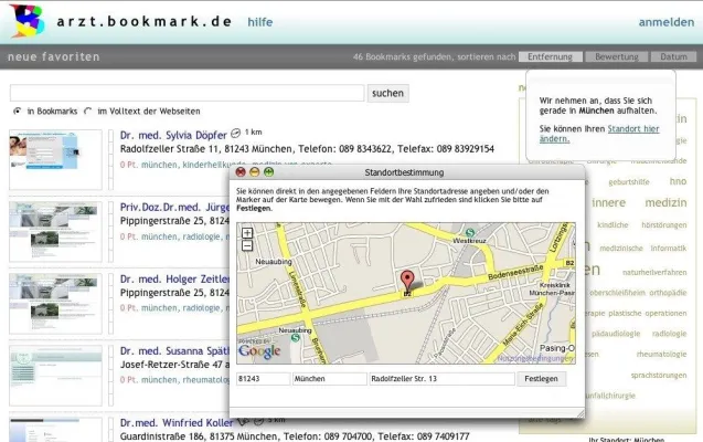 Bild: Intelligentes Medizinportal:In deutschsprachigen Websites von Kliniken,Ärzten und Spezialthemen recherchieren