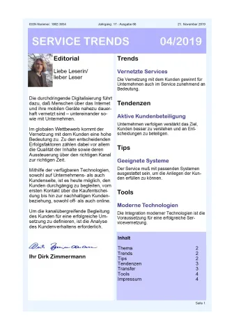 Bild: „Service in Verbindung“ – Aktuelle Ausgabe des Newsletter SERVICE TRENDS jetzt erhältlich